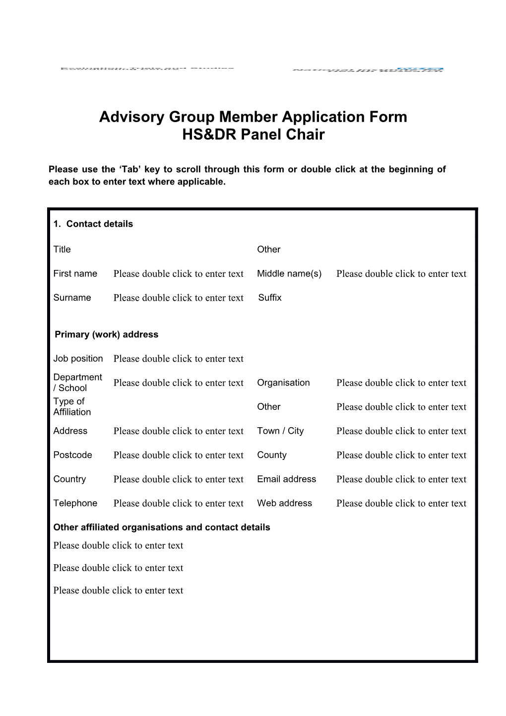 Advisory Group Member Application Form