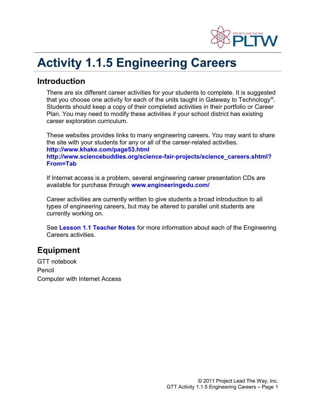 Activity 1.1.5 Engineering Careers