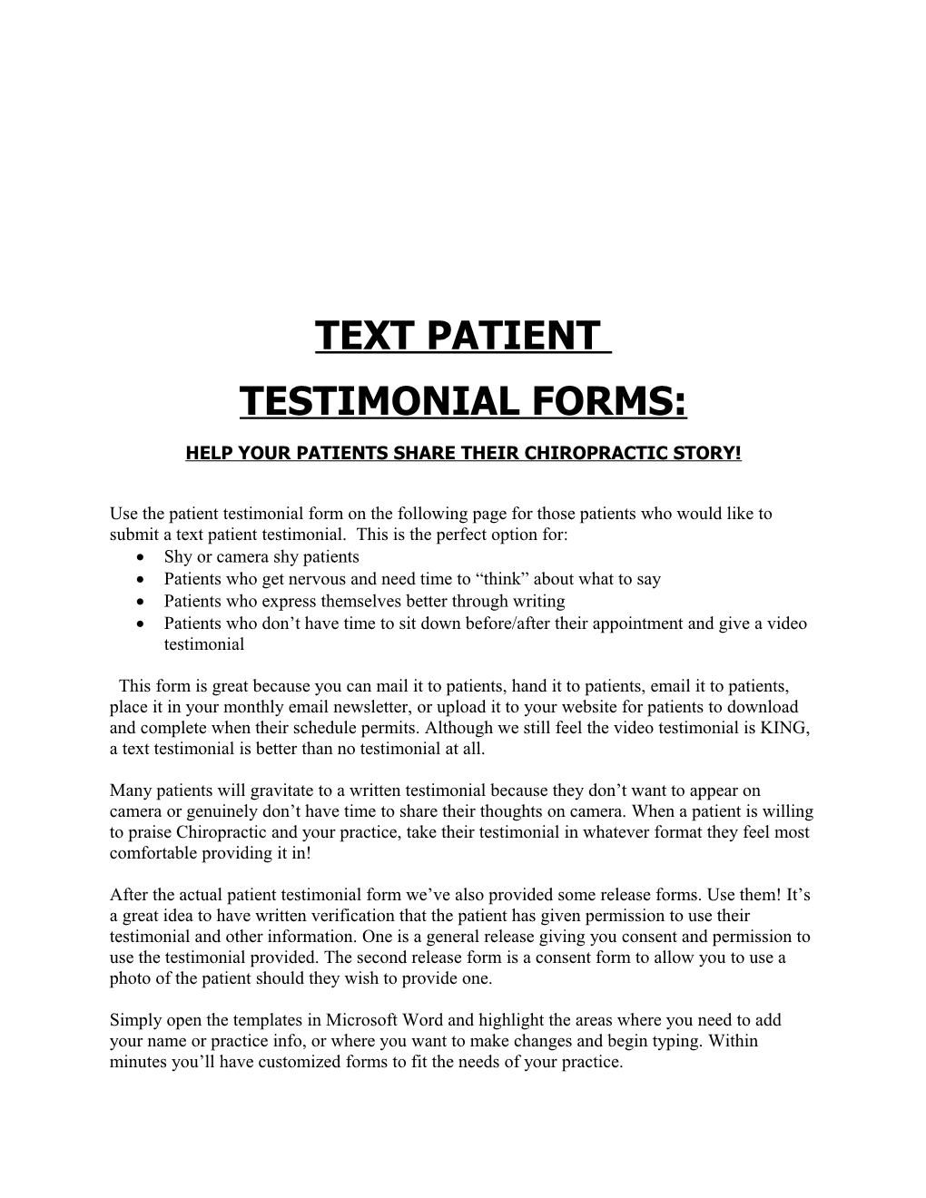 Patient Testimonial Release Consent