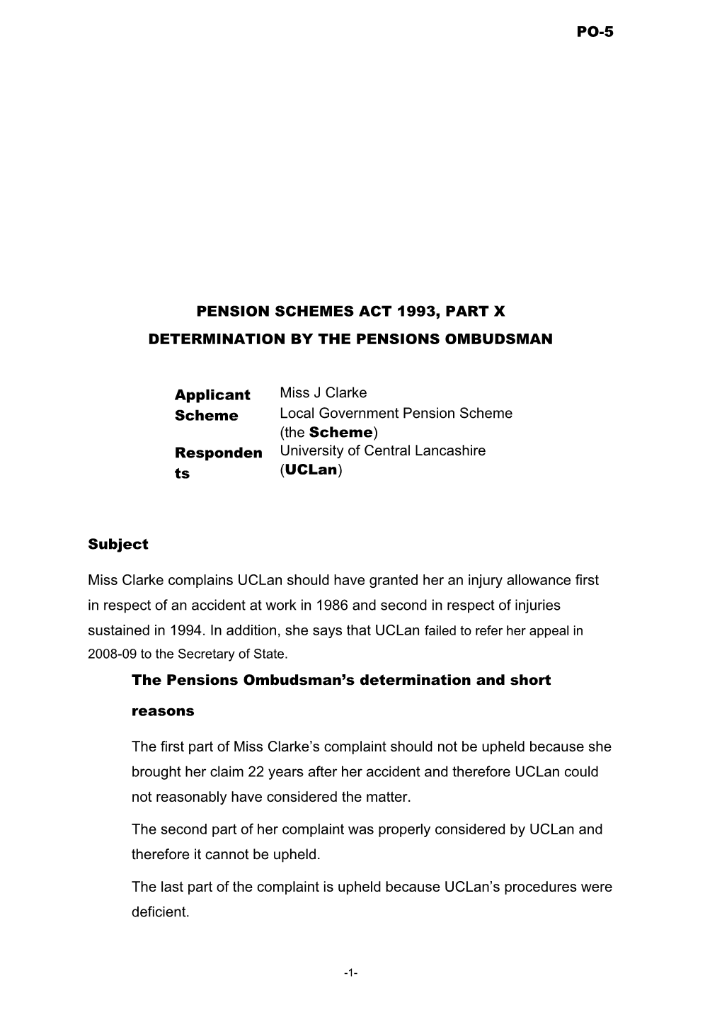 Pension Schemes Act 1993, Part X s123