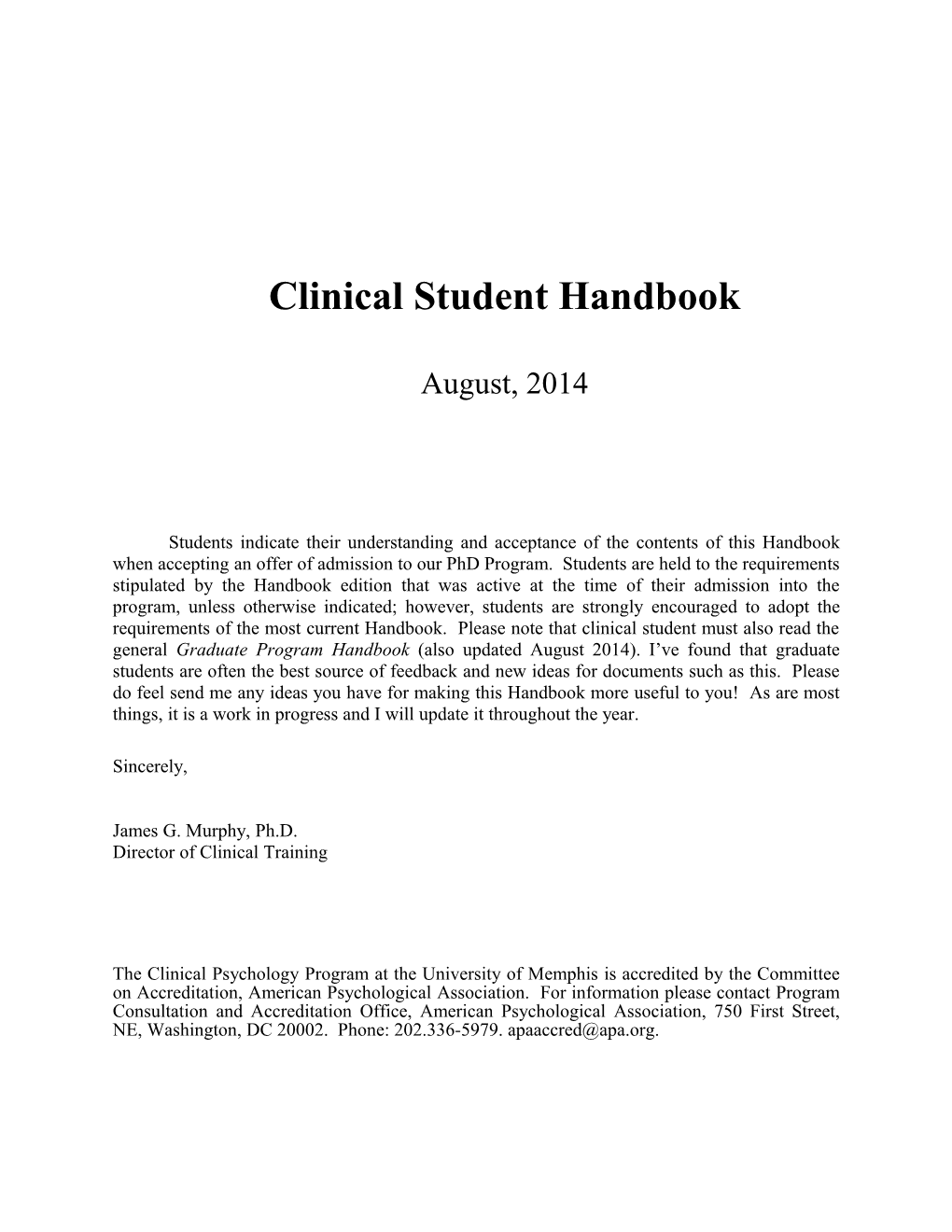 Clinical Student Handbook