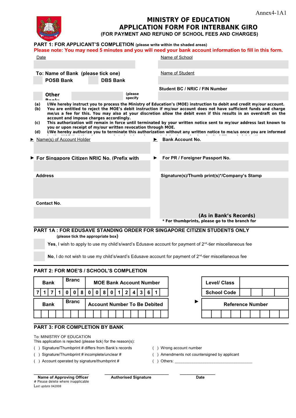 Application Form for Interbank Giro s1