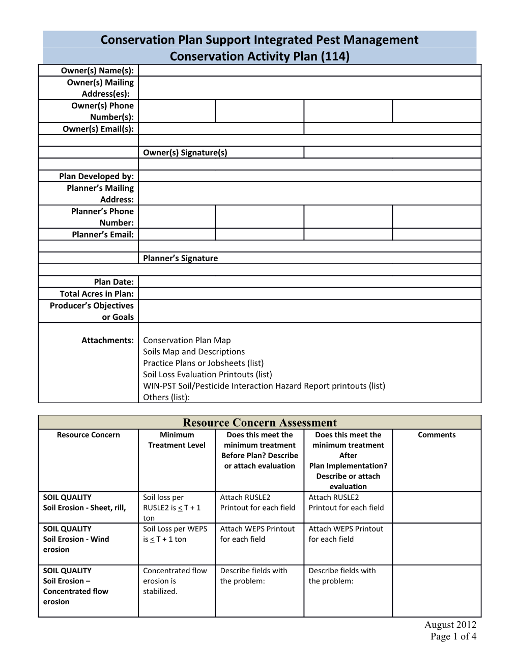 Conservation Plan Support Integrated Pest Management