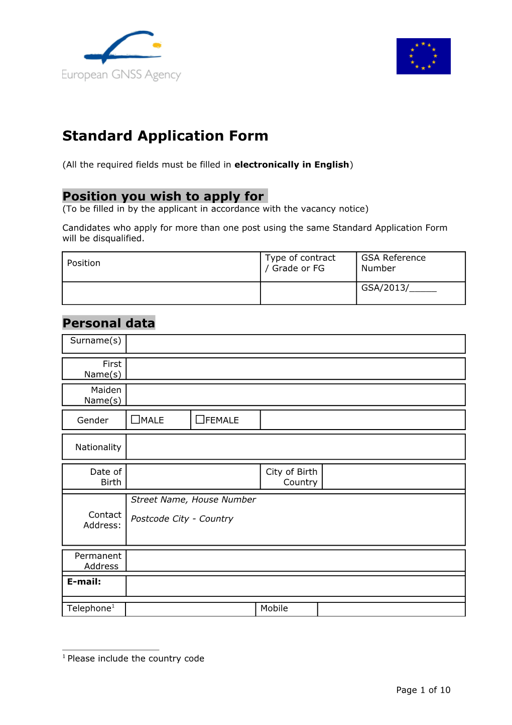 Standard GSA Document