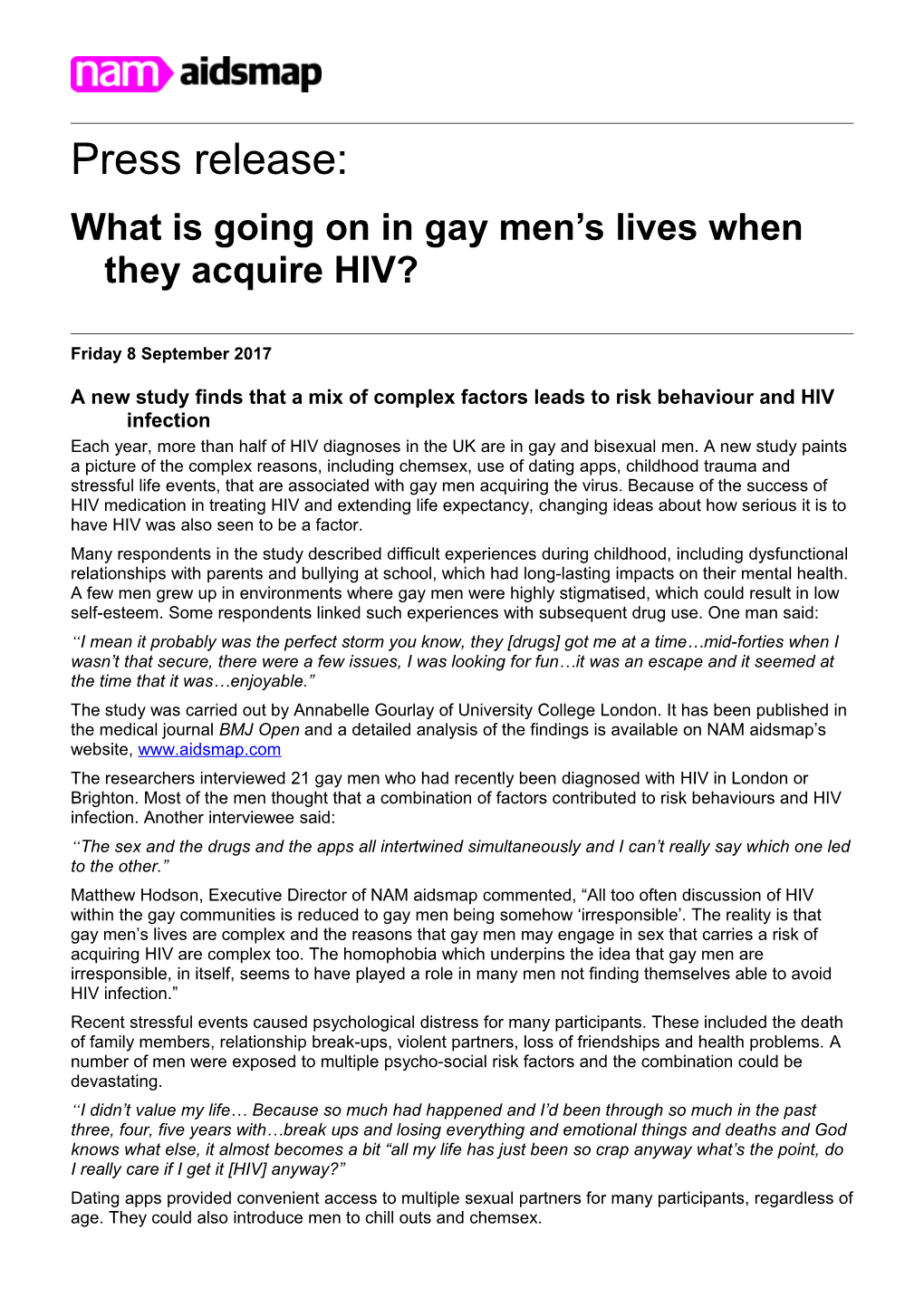 What Is Going on in Gay Men S Lives When They Acquire HIV?