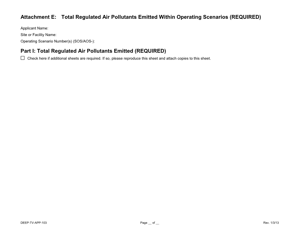 Attachment E: Total Regulated Air Pollutants Emitted Within Operating Scenarios