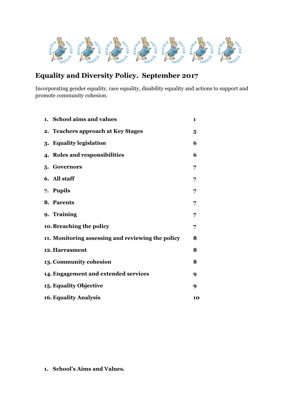 Equality and Diversity Policy. September 2017