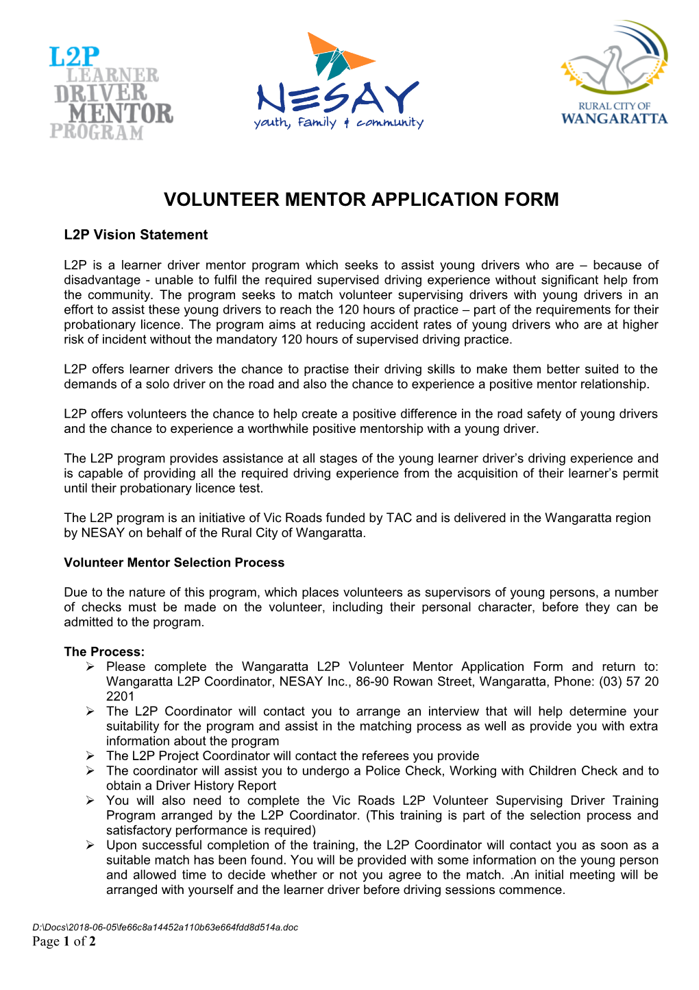 Volunteer Mentor Application Form s1