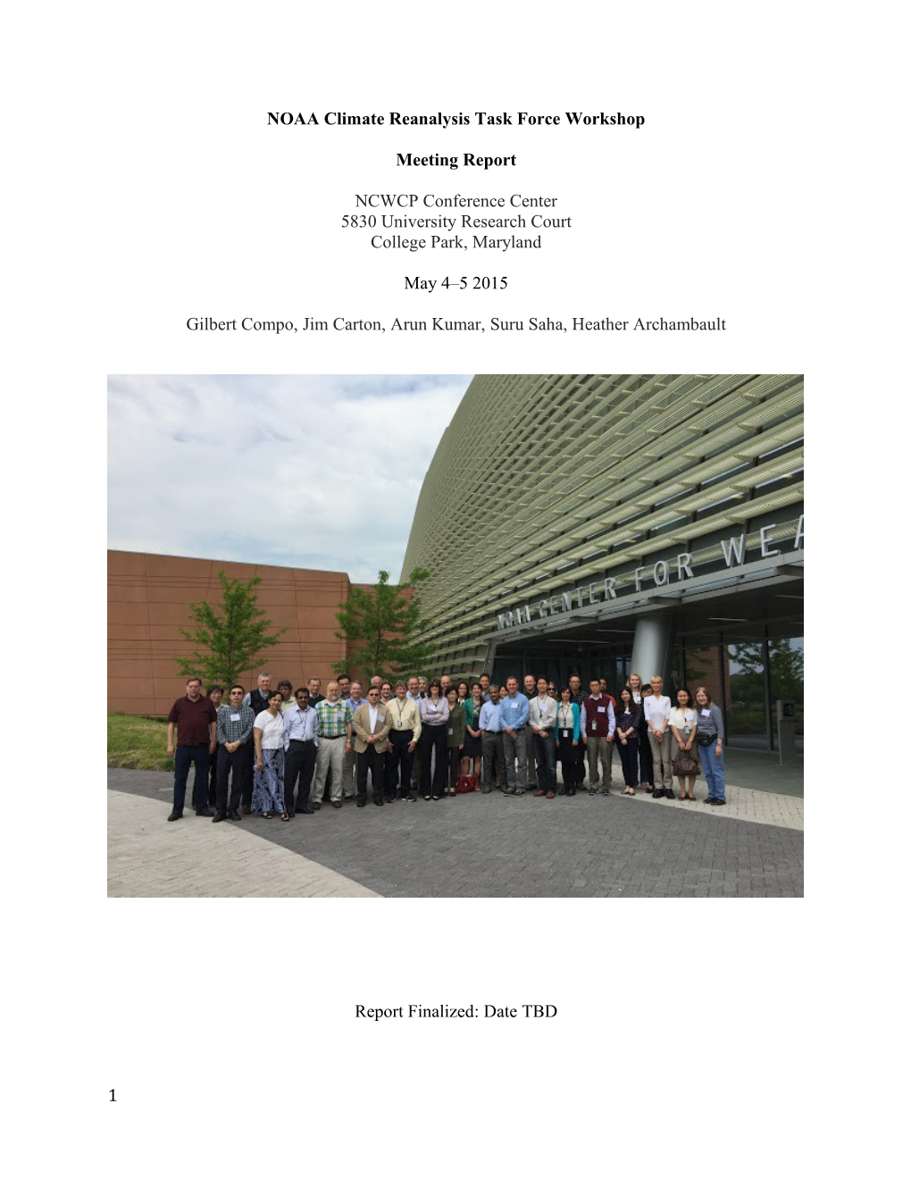 NOAA Climate Reanalysis Task Force Workshop