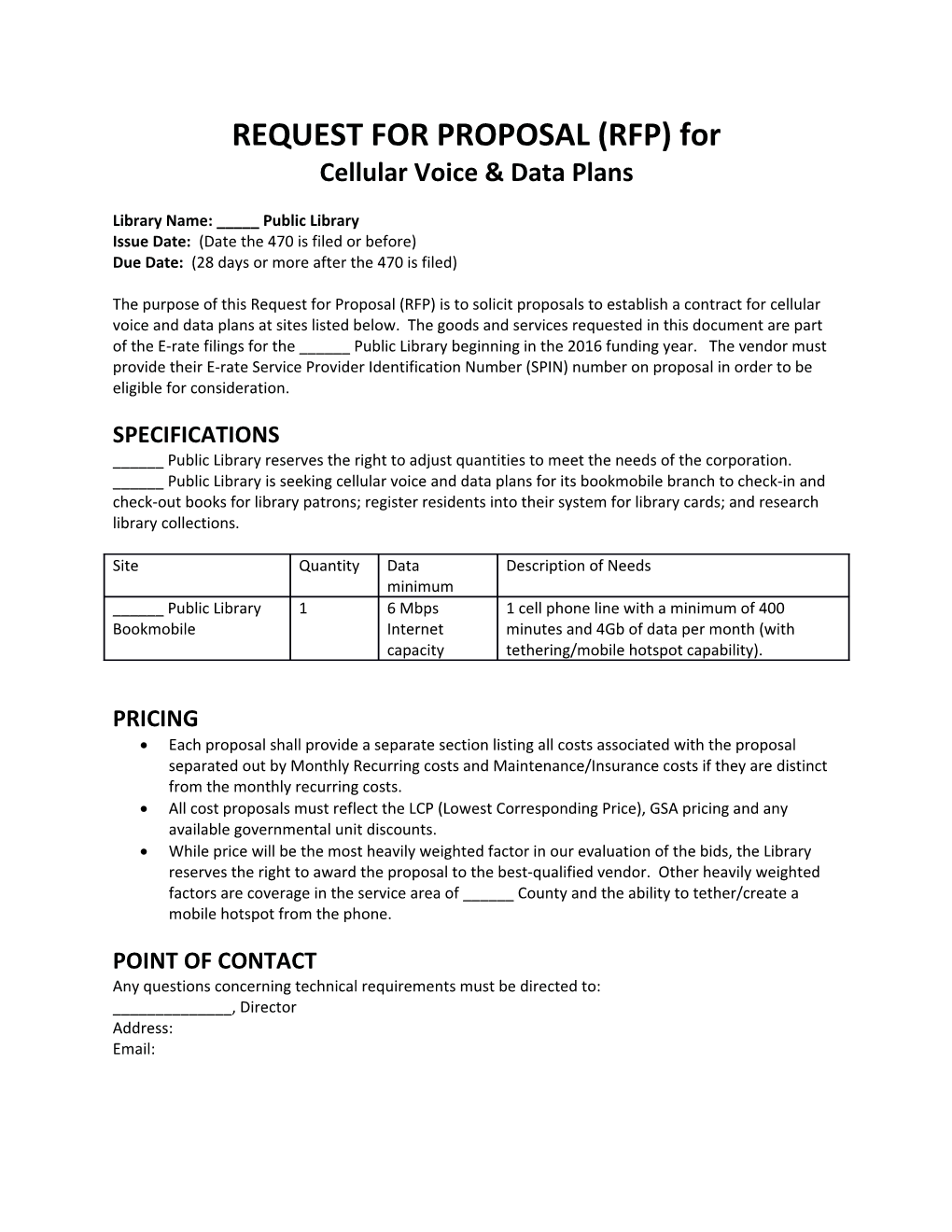 REQUEST for PROPOSAL (RFP) For s1