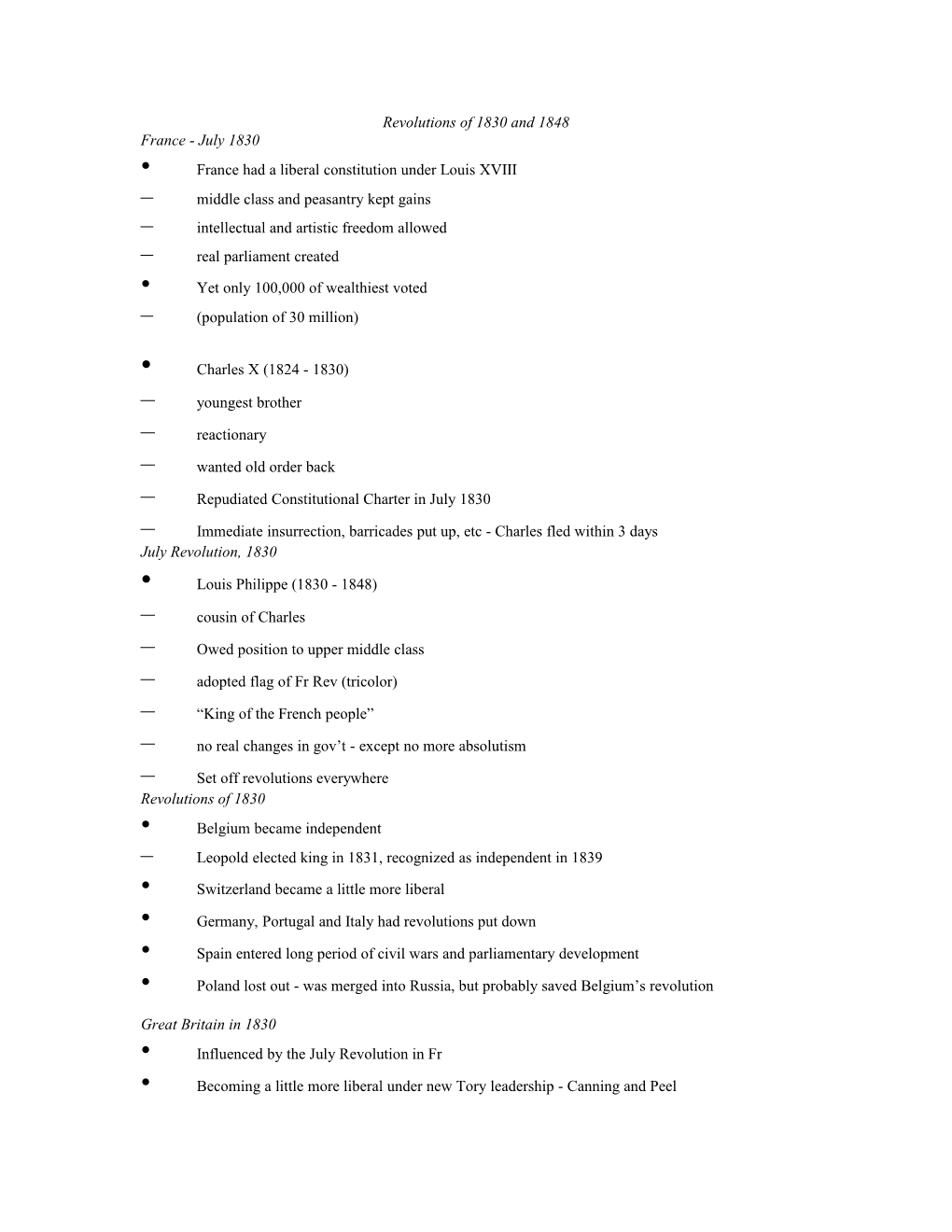 Revolutions of 1830 and 1848