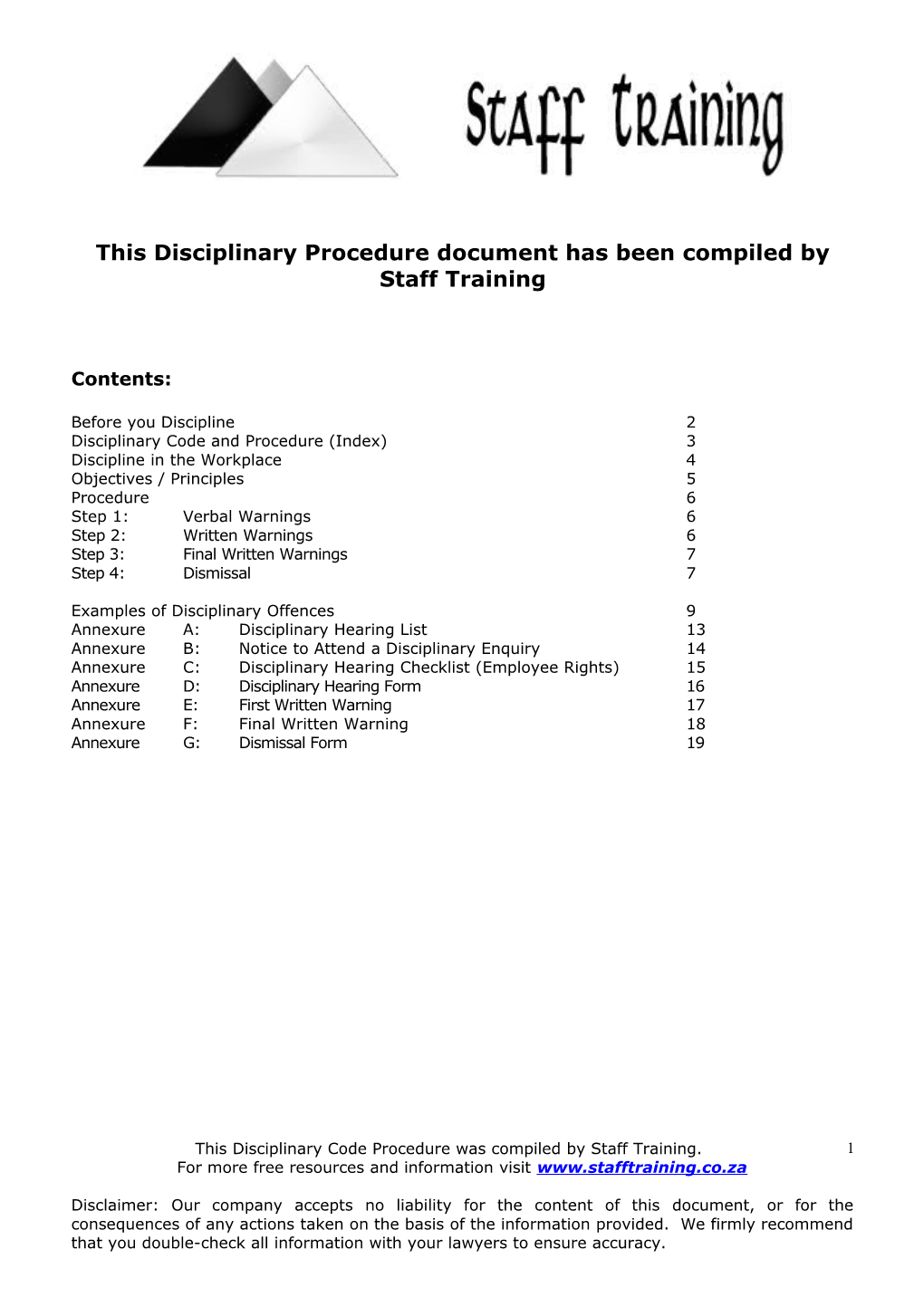 Disciplinary Code And Procedure