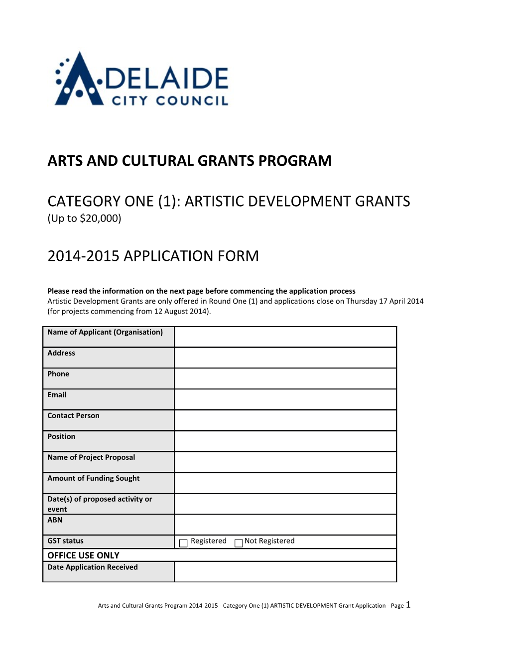 Arts and Cultural Grants Program