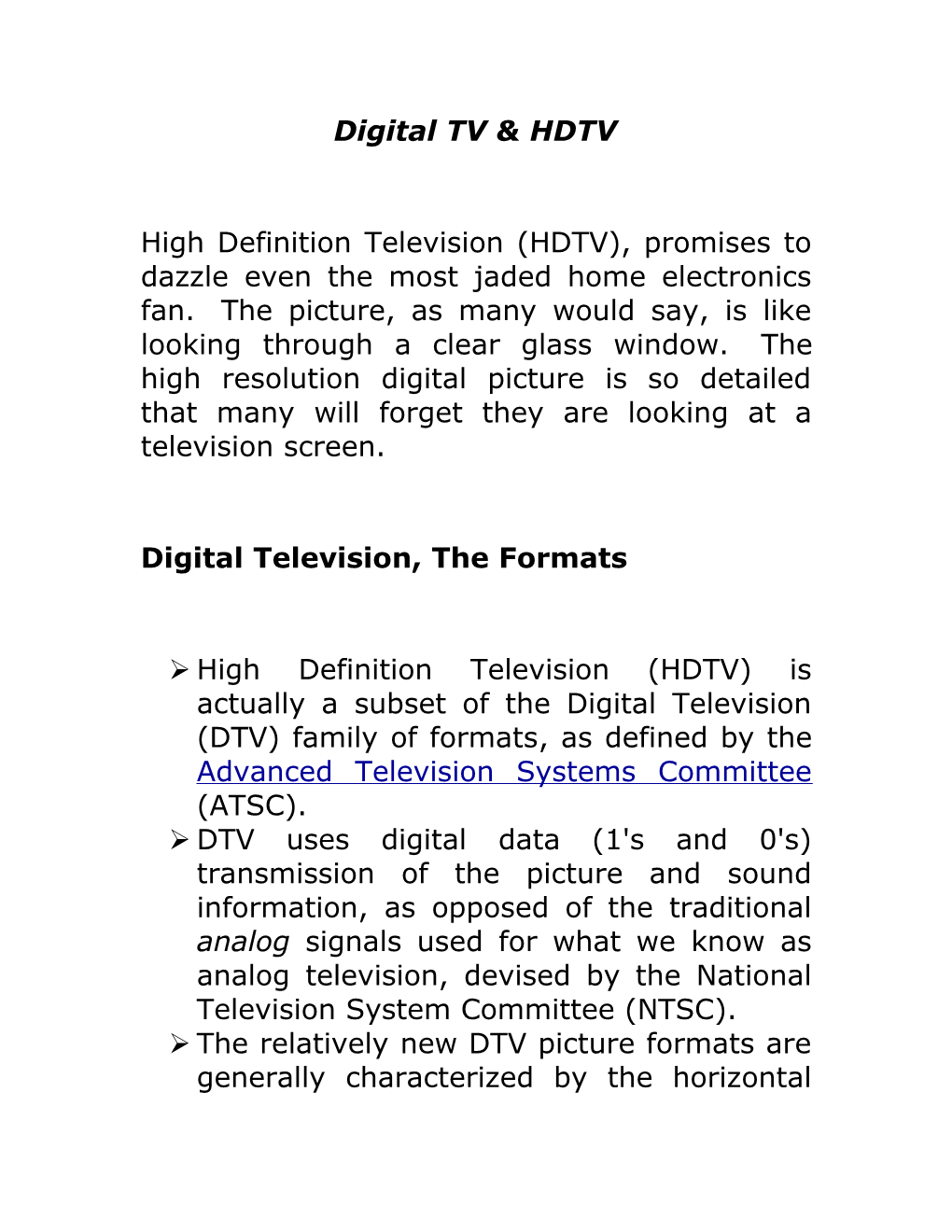 Digital TV & HDTV