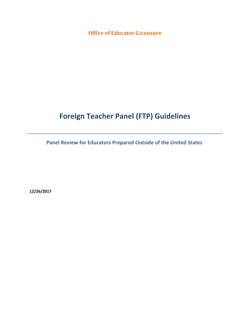 Foreign Teacher Panel Guidelines