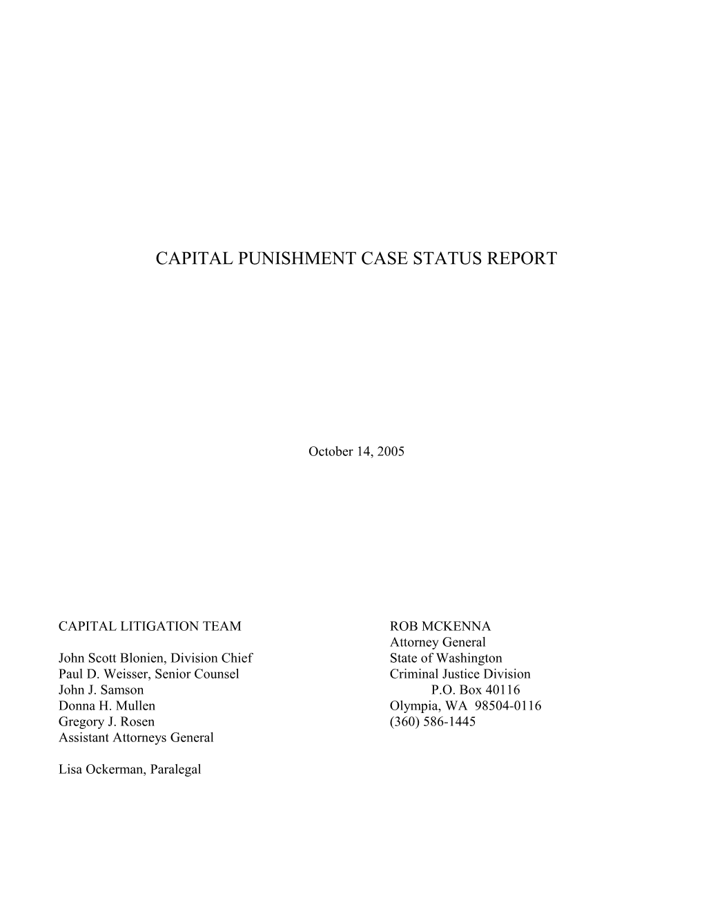 Capital Punishment Case Status Report s1