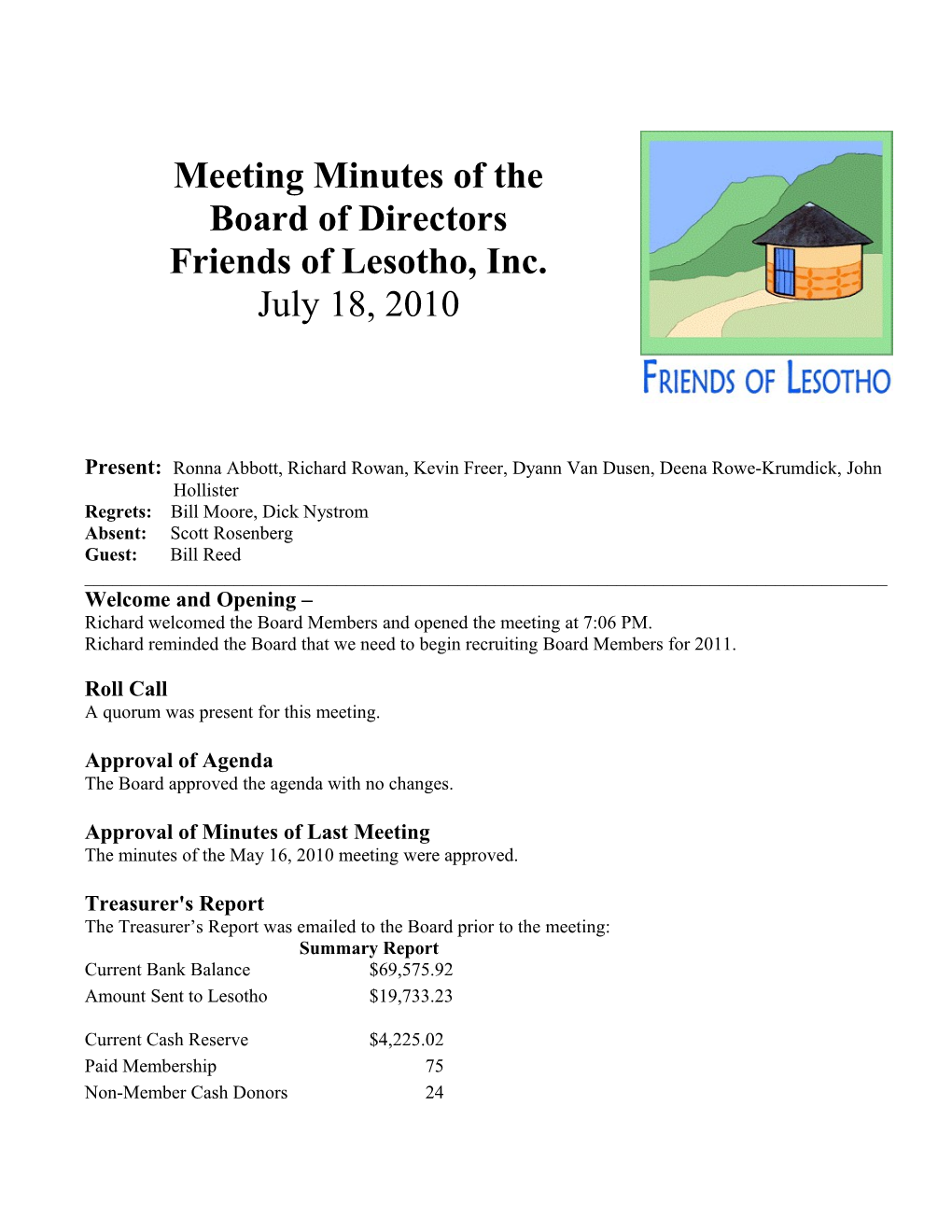 FOL Meeting AGENDA Board of Directors