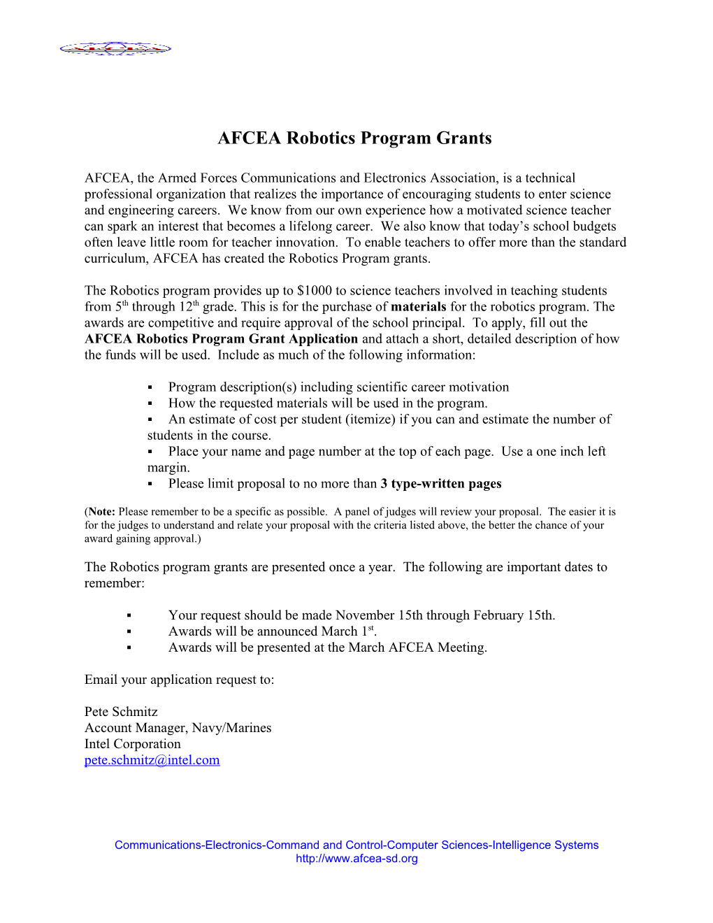 AFCEA Robotics Program Grants