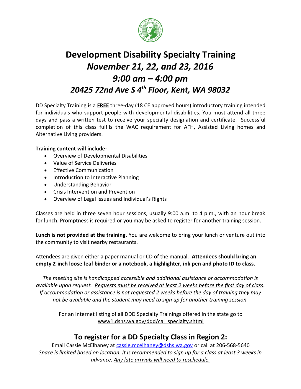 Development Disability Specialty Training