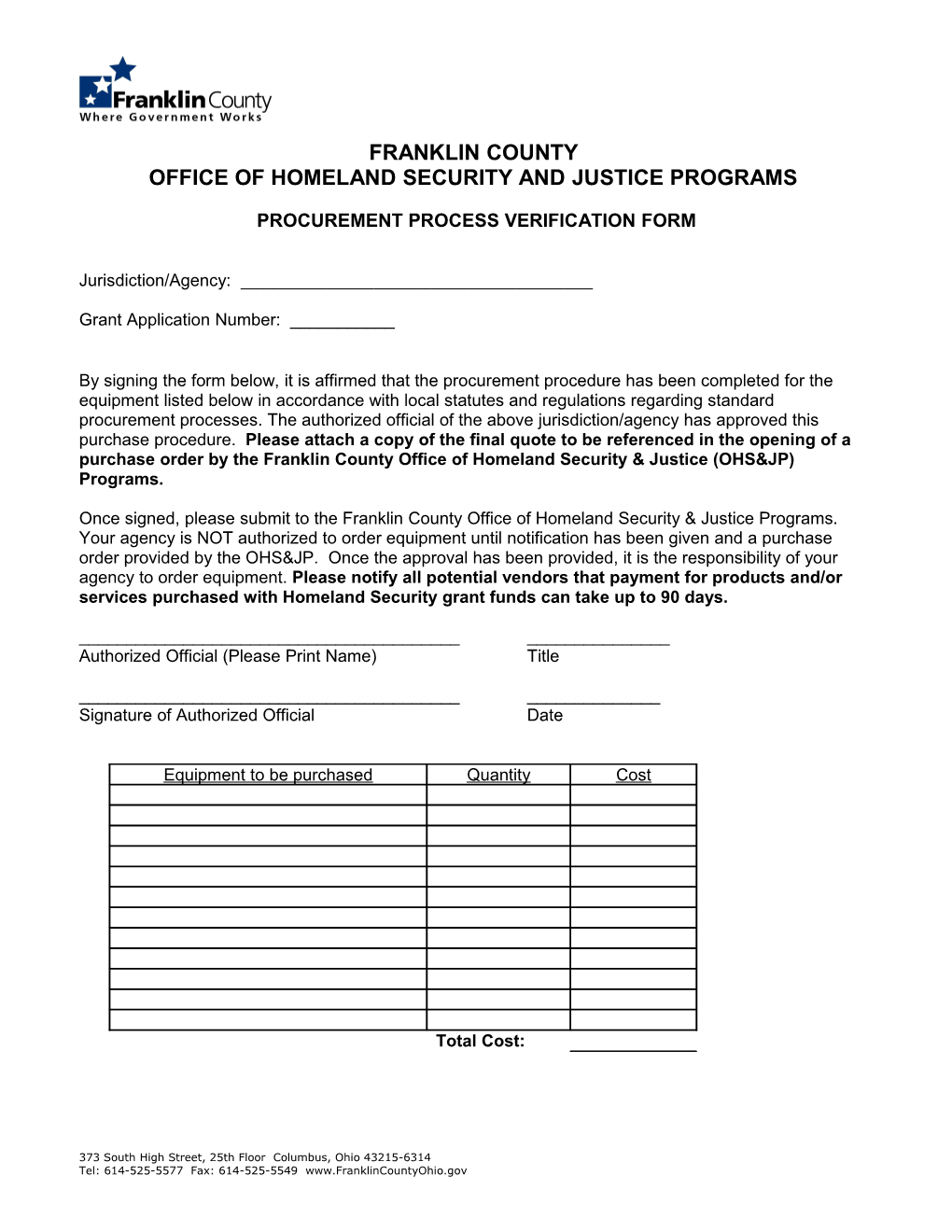 Office of Homeland Security and Justice Programs