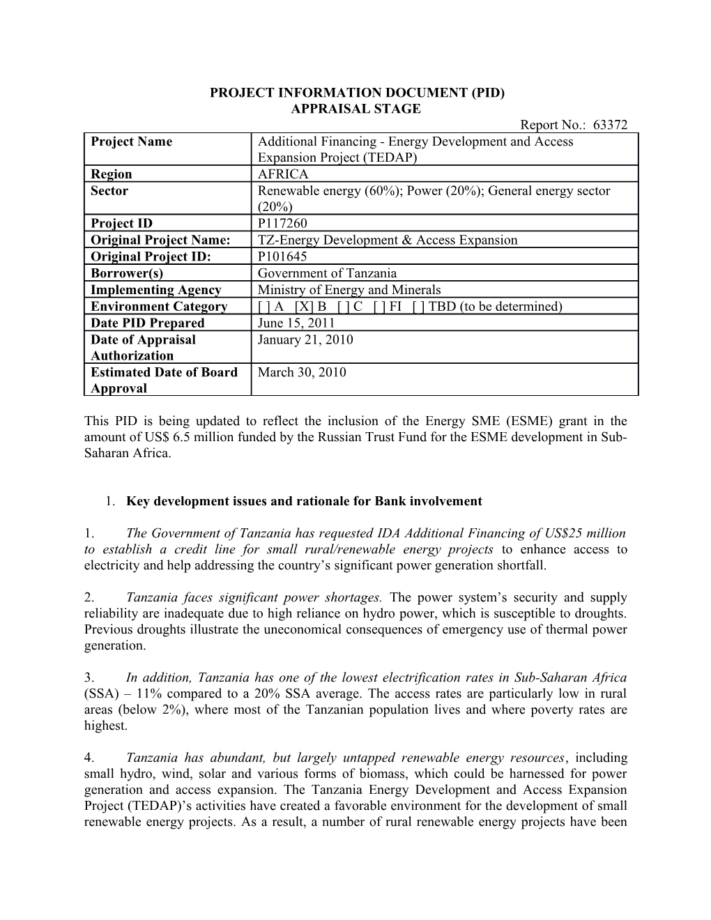 Project Information Document (Pid) s17