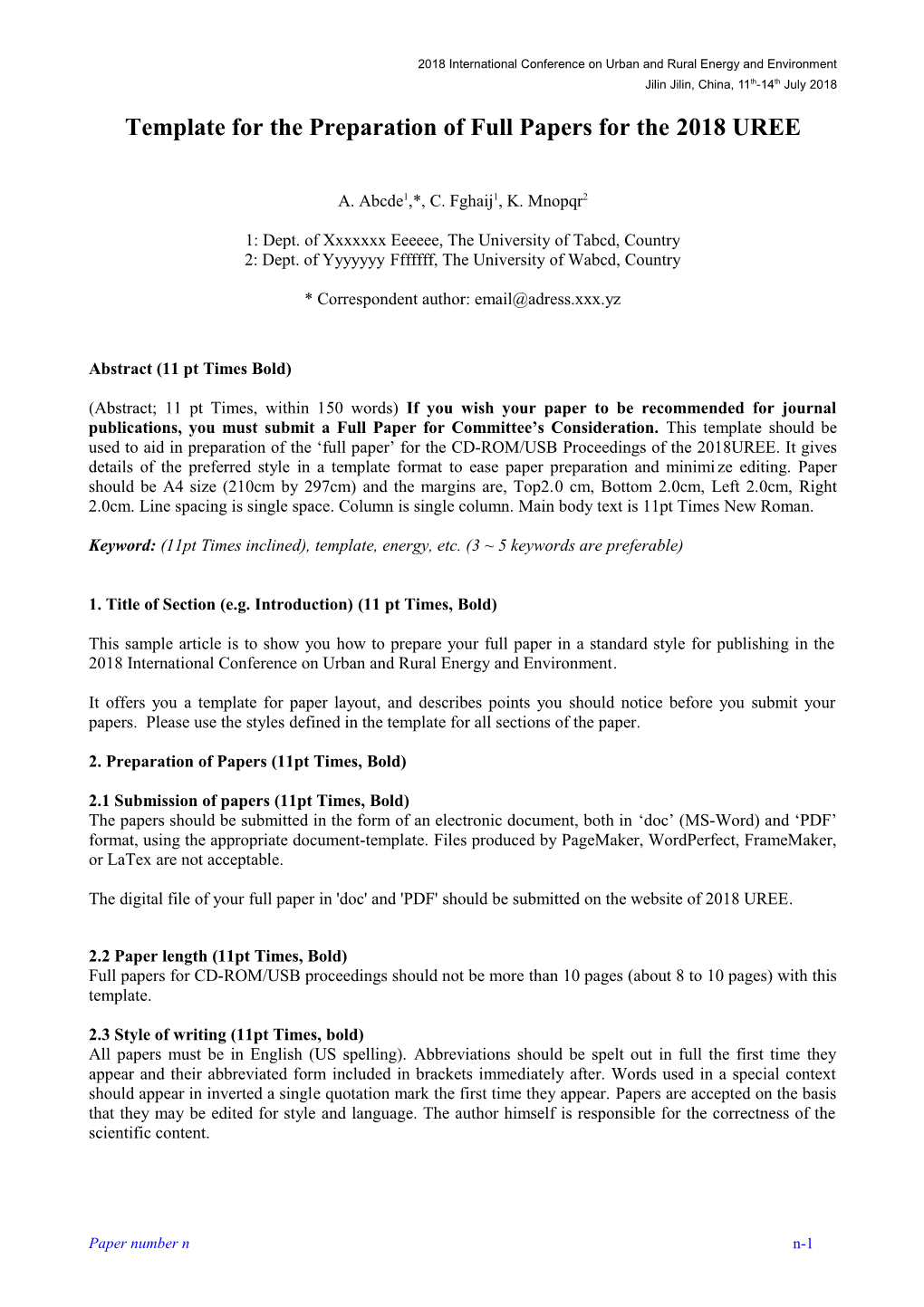 Template for the Preparation of Extended Abstracts and Electronic Papers for the 9Isfv