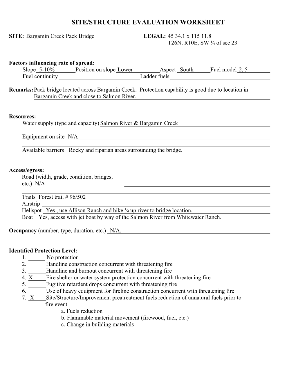 Site/Structure Evaluation Worksheet s1