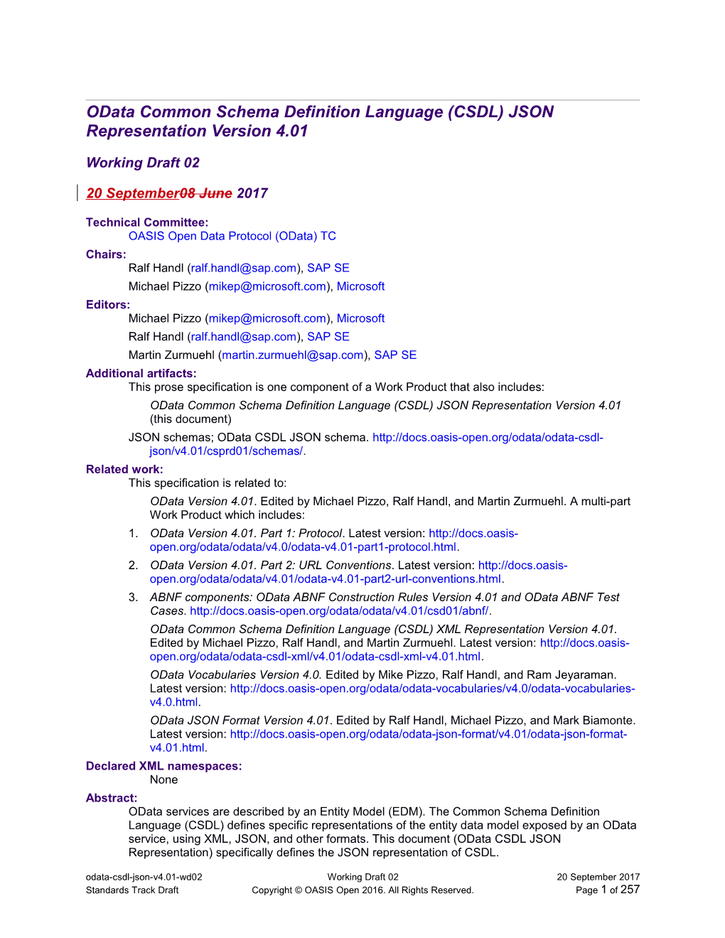 Odata Common Schema Definition Language (CSDL) JSON Representation Version 4.01