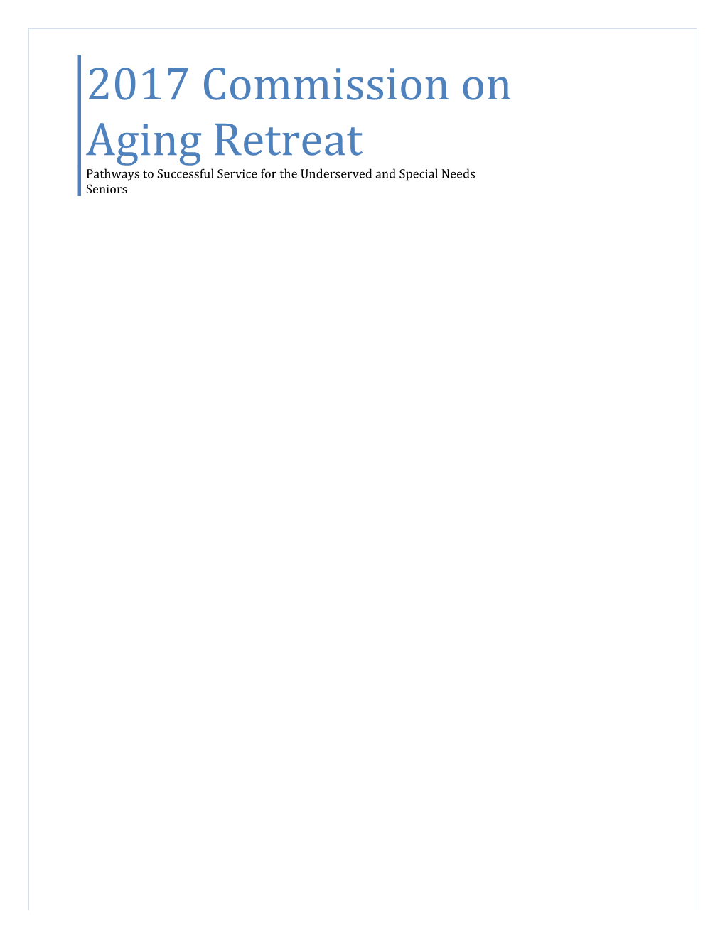 2017 Commission on Aging Retreat