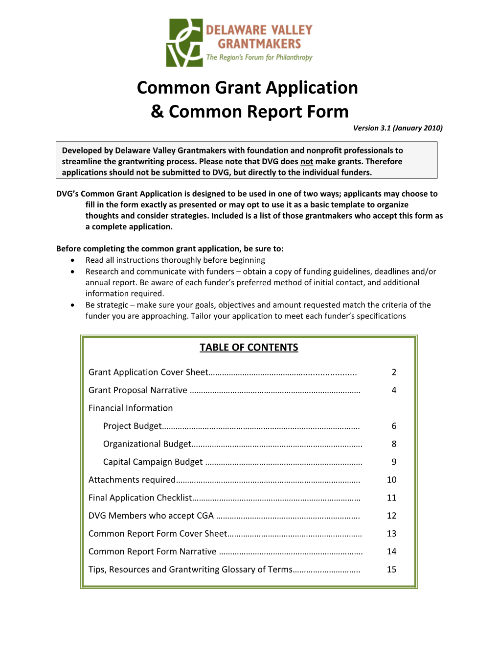 Grant Application Guidelines
