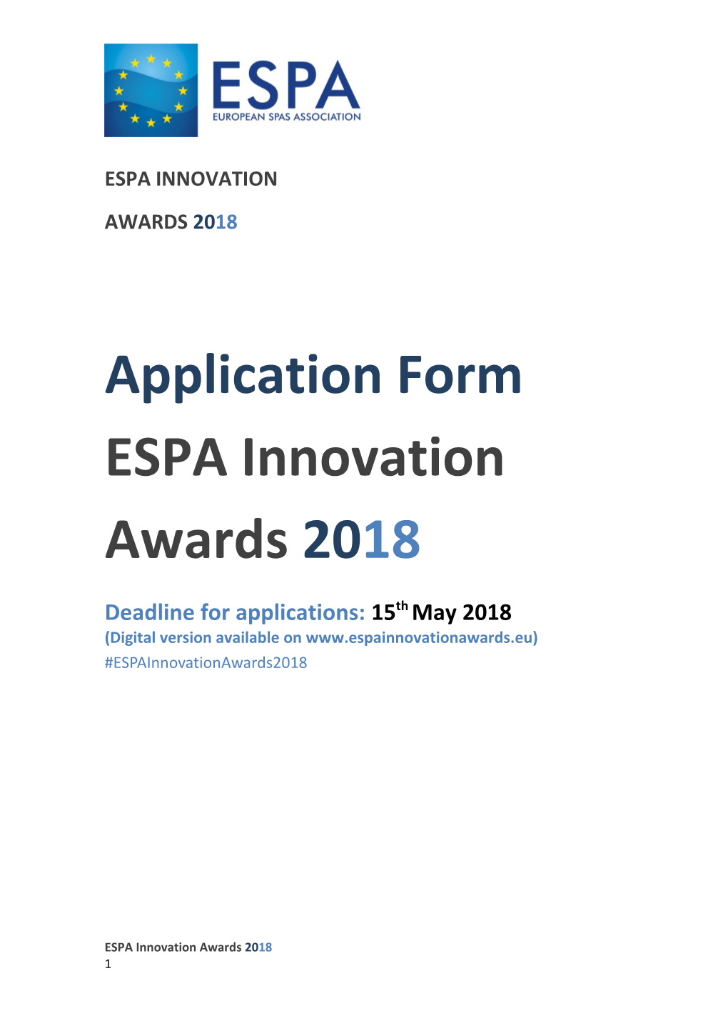 Applicationformespa Innovation Awards 2018