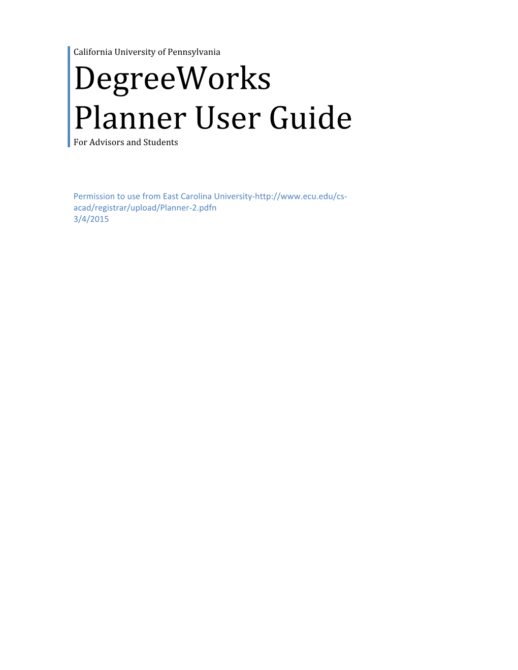 Degreeworks Planner User Guide
