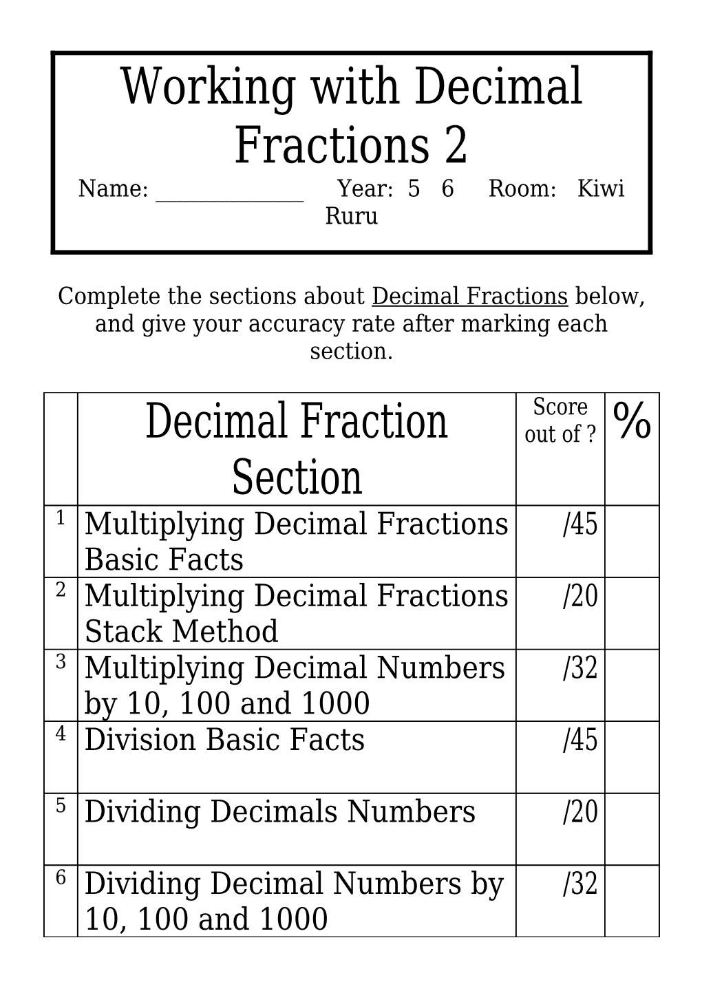 Working with Decimal Fractions 2