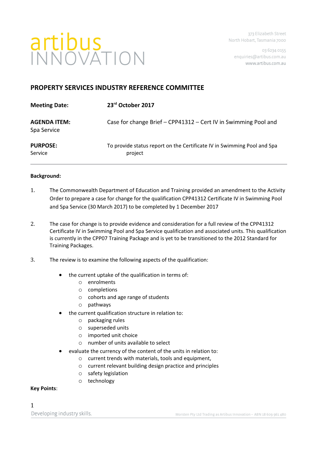 Property Services Industry Reference Committee