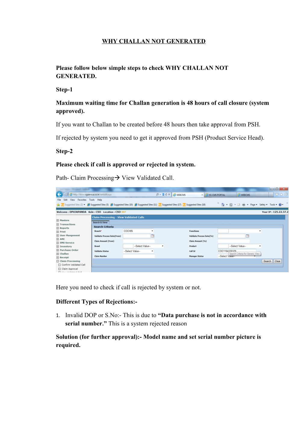 Why Challan Not Generated