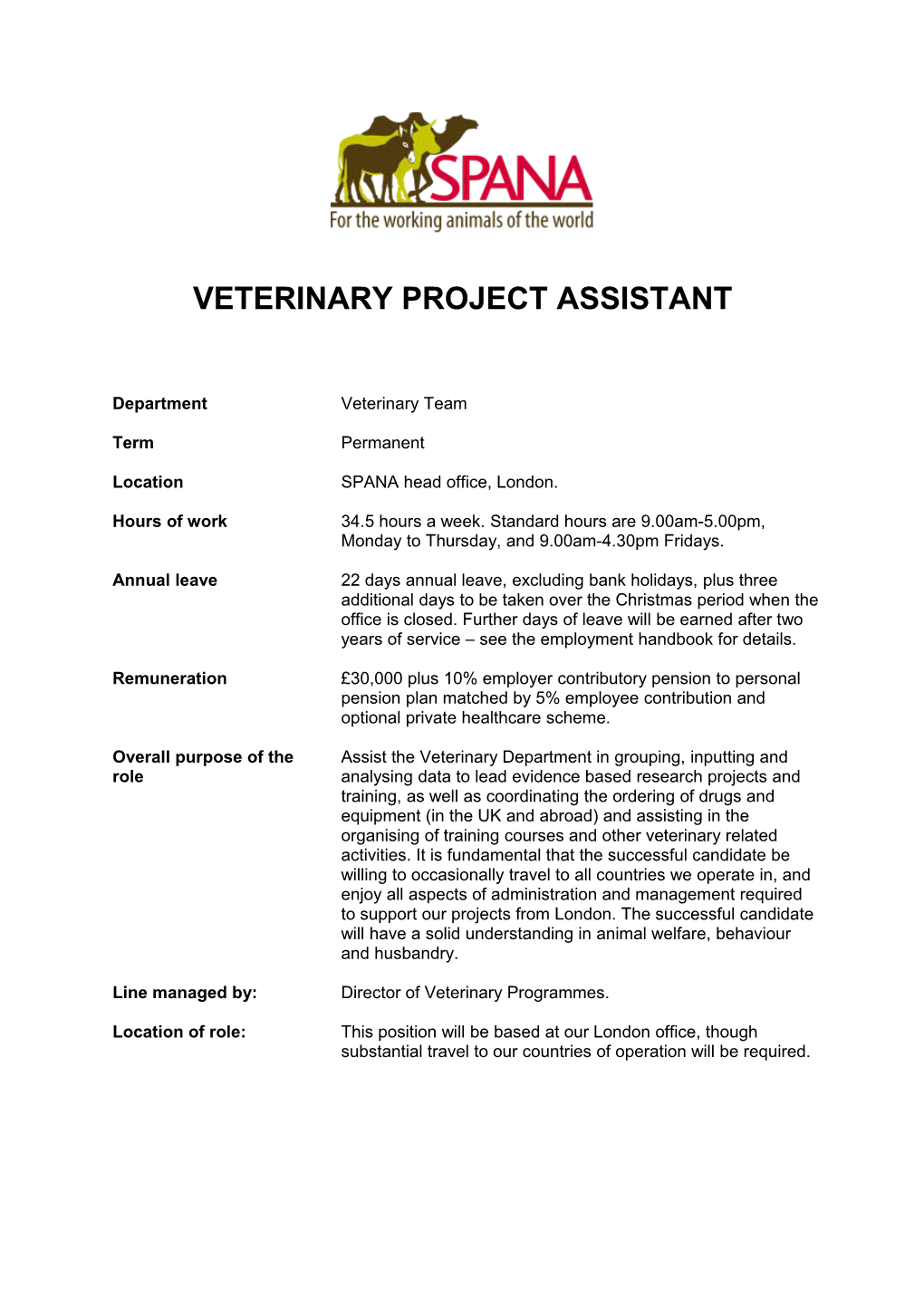 Veterinary Project Assistant