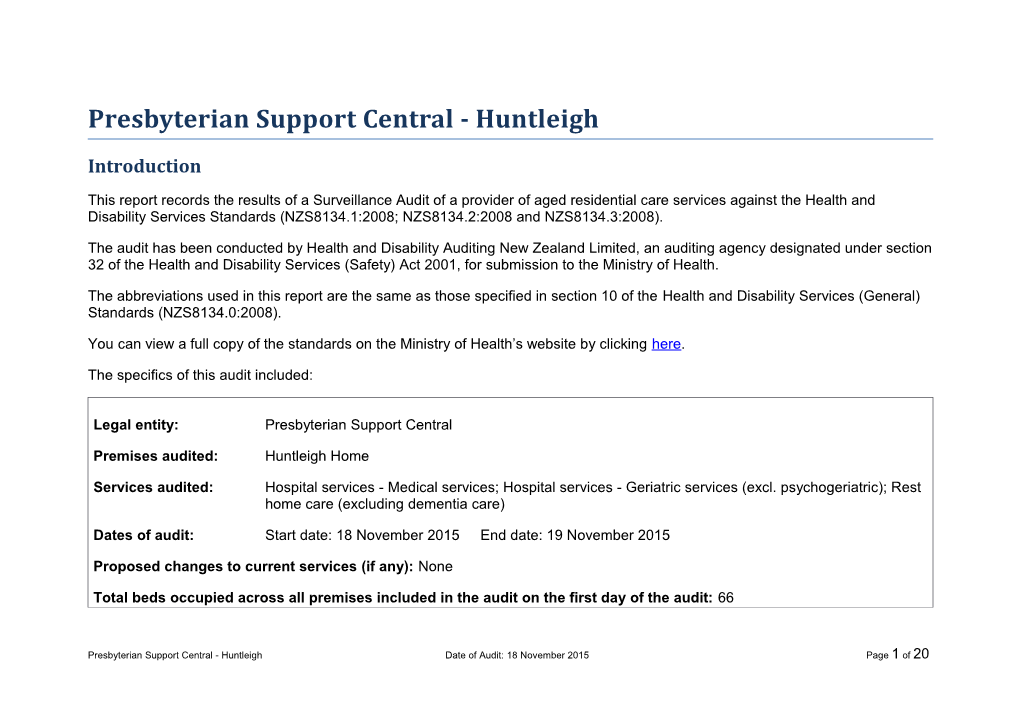 Presbyterian Support Central - Huntleigh
