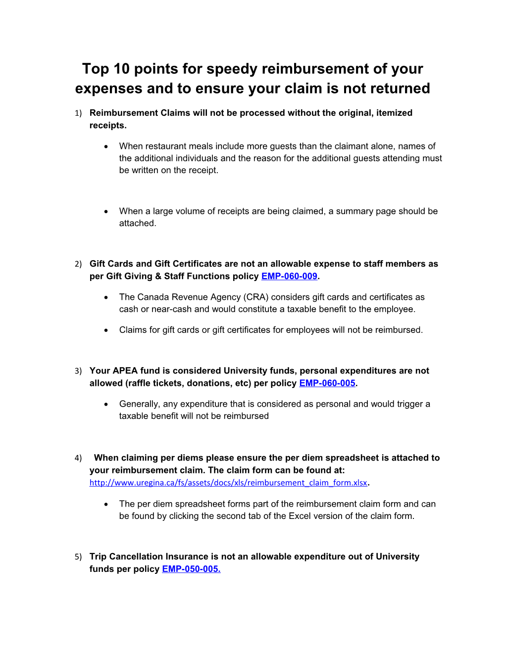 Top 10 Points for Speedy Reimbursement of Your Expenses and to Ensure Your Claim Is Not