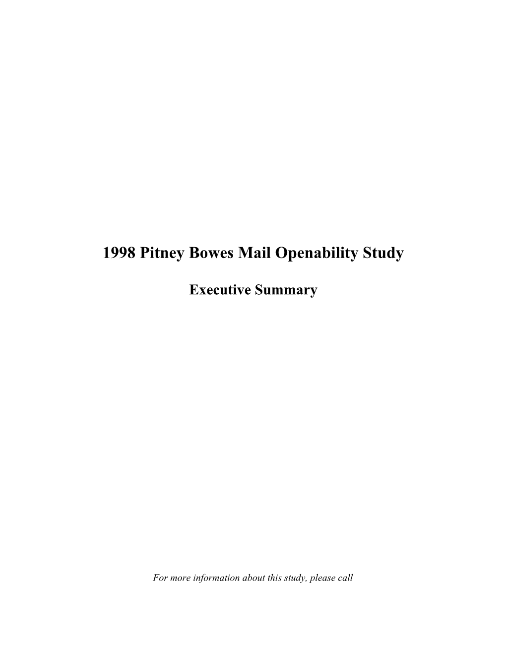 1998 Pitney Bowes Mail Openability Study