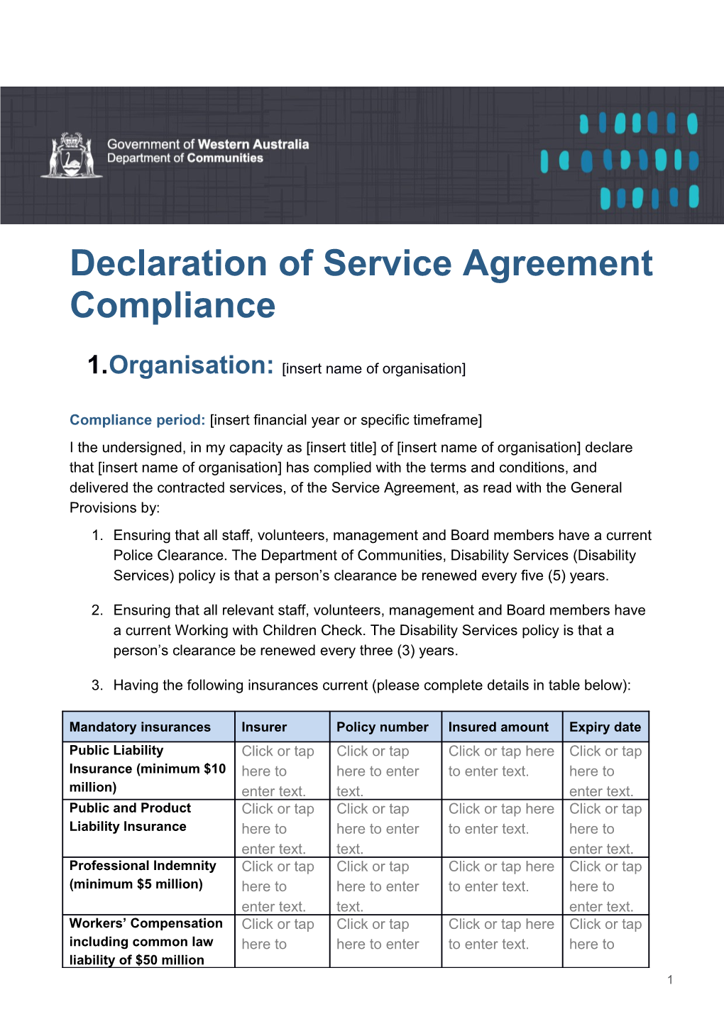 Declaration of Service Agreement Compliance 2018