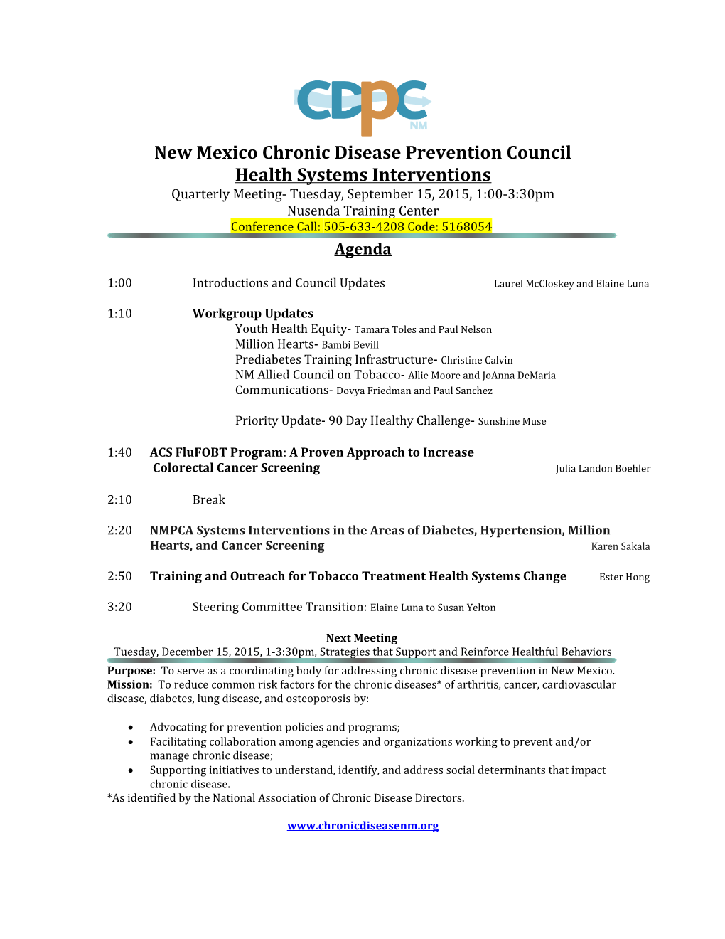 New Mexico Chronic Disease Prevention Council