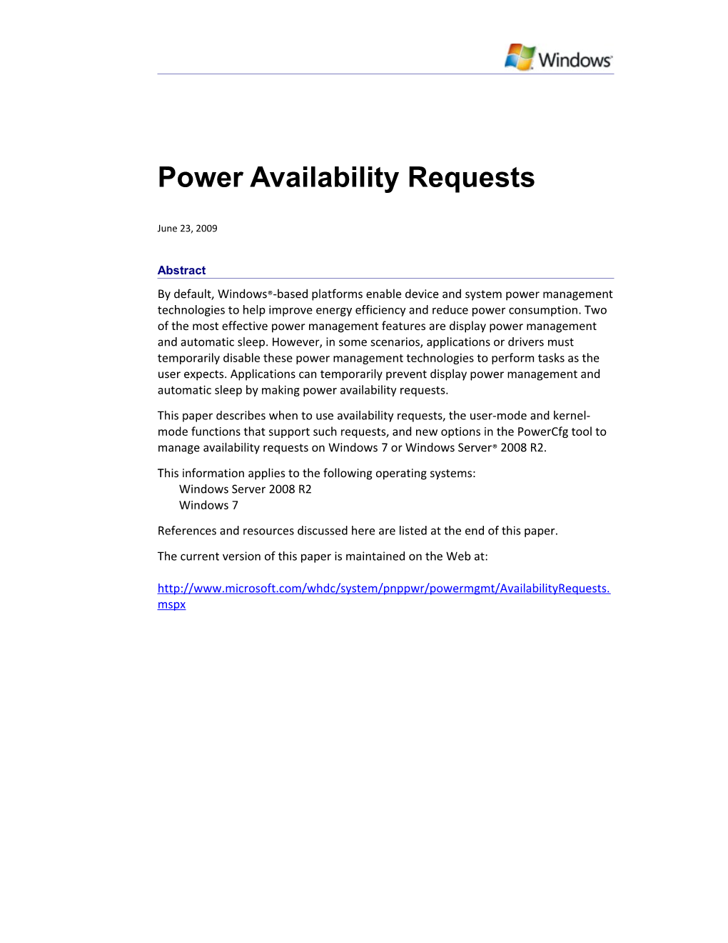 Power Availability Requests - 3