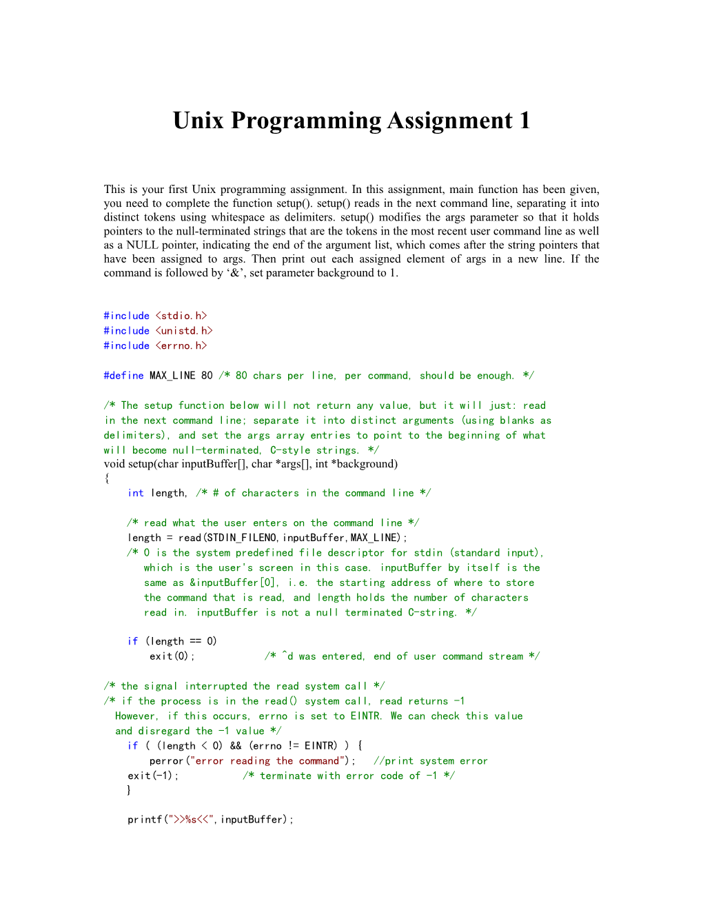 Unix Programming Assignment 1