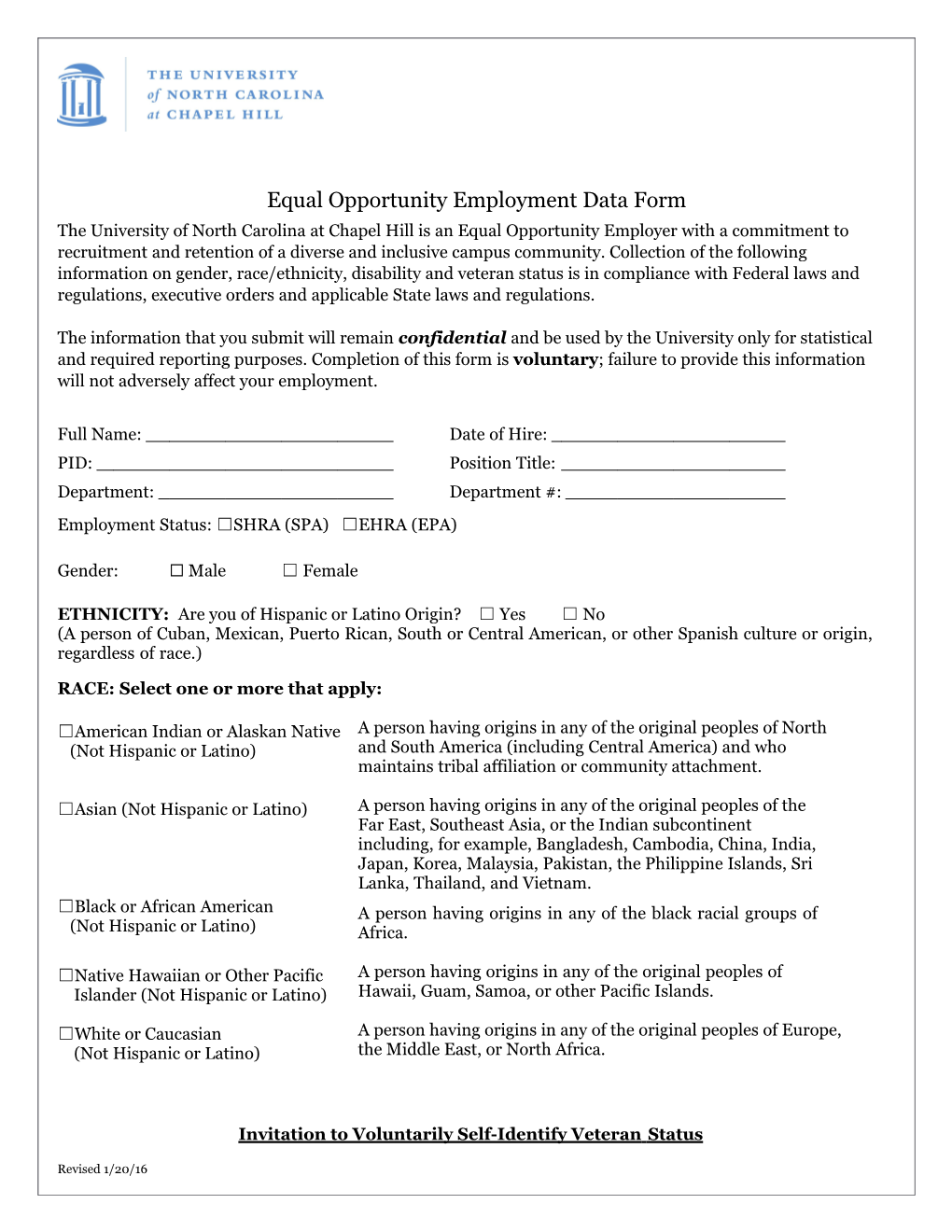 Employee Self-Identification Forms (00087856)