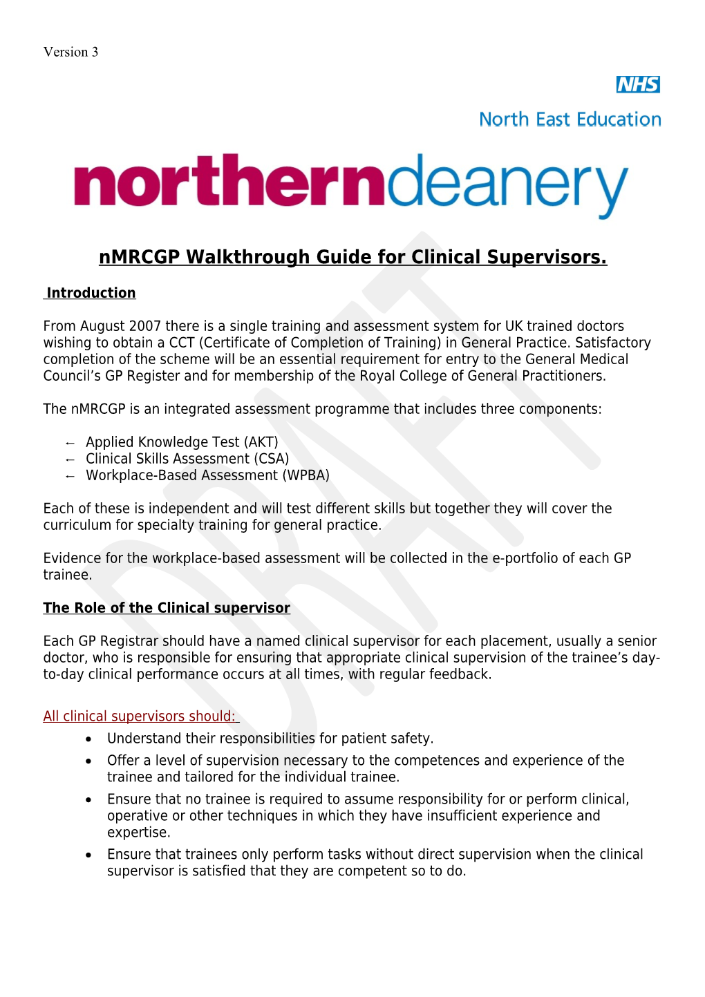 Nmrcgp Walkthrough Guide for Clinical Supervisors