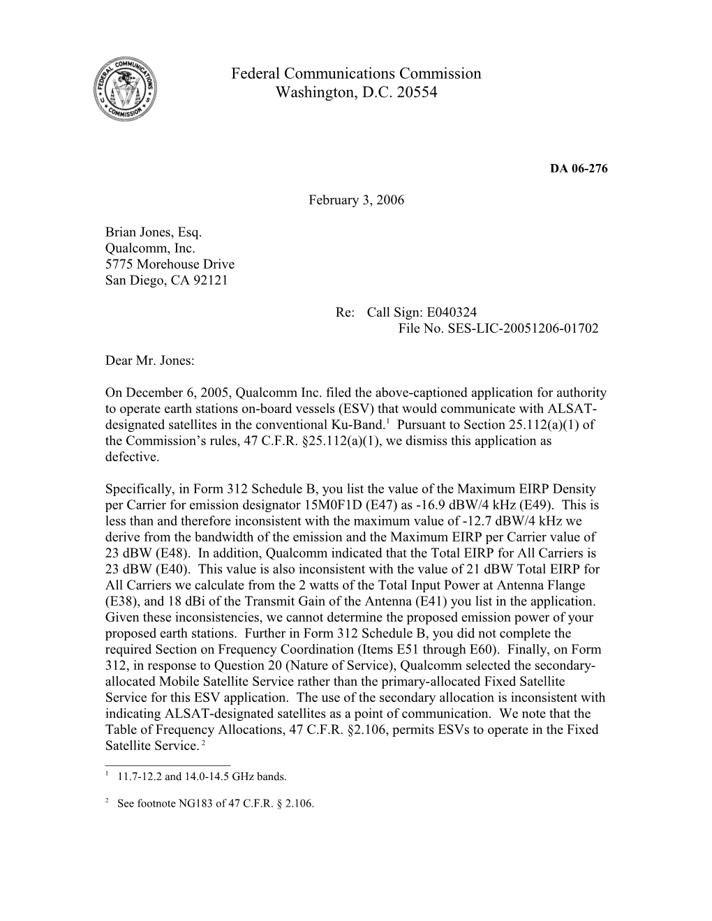 Federal Communications Commission DA 05-276