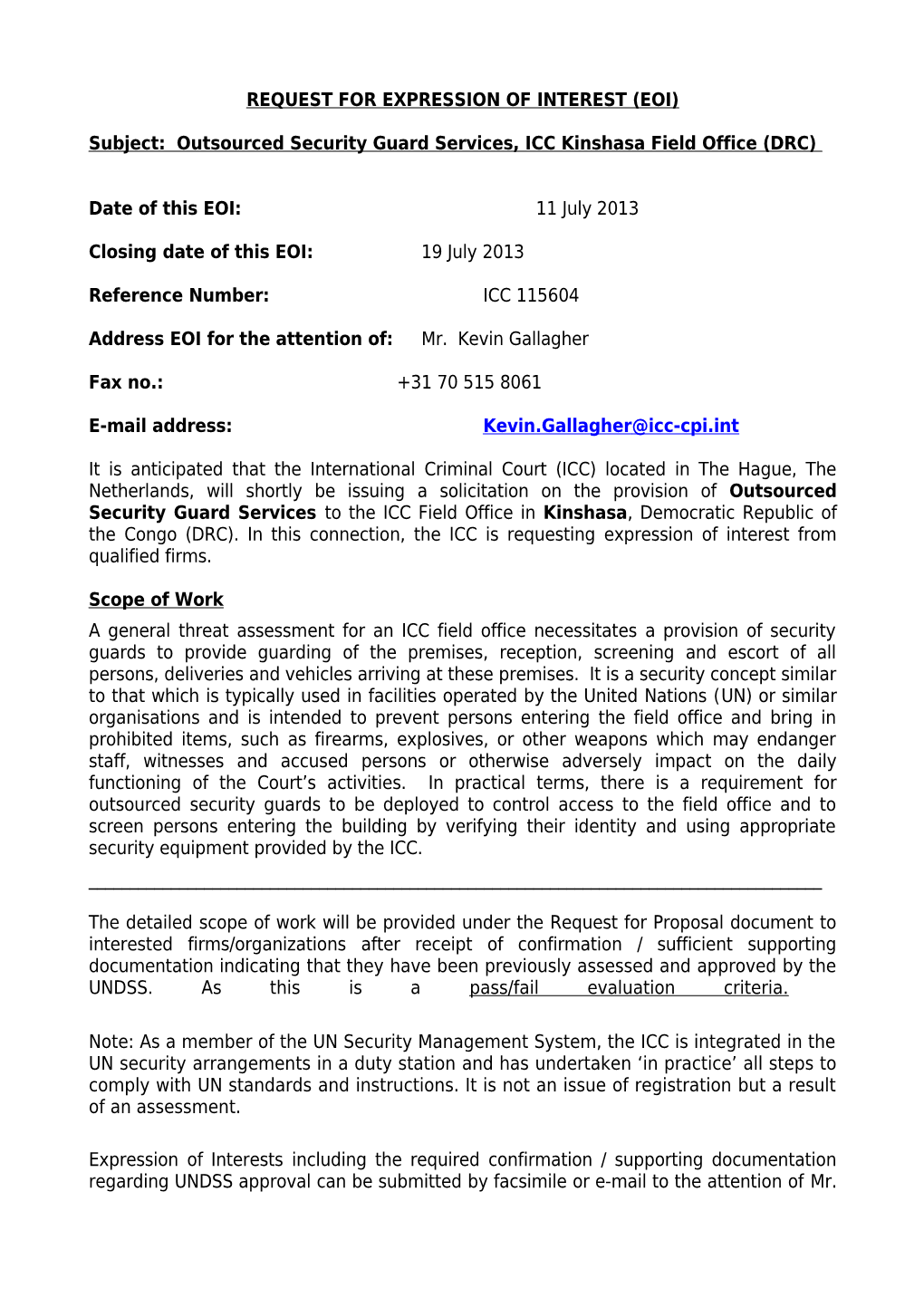 Request for Expression of Interest (Eoi) s4