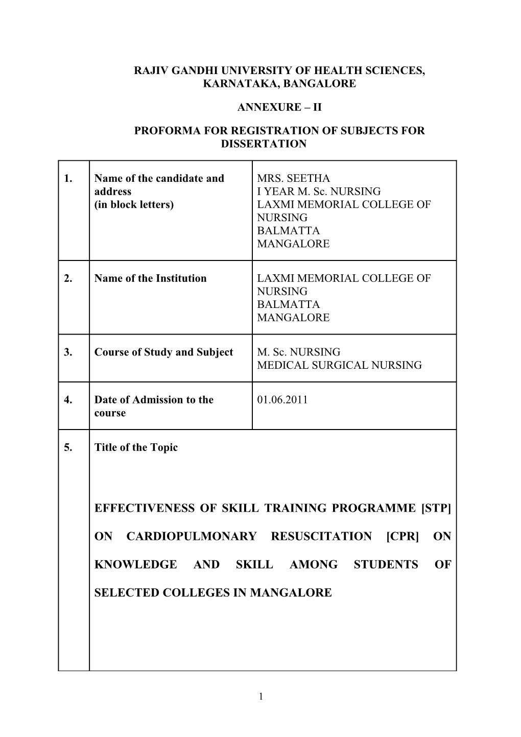 Rajiv Gandhi University of Health Sciences, Karnataka, Bangalore s22