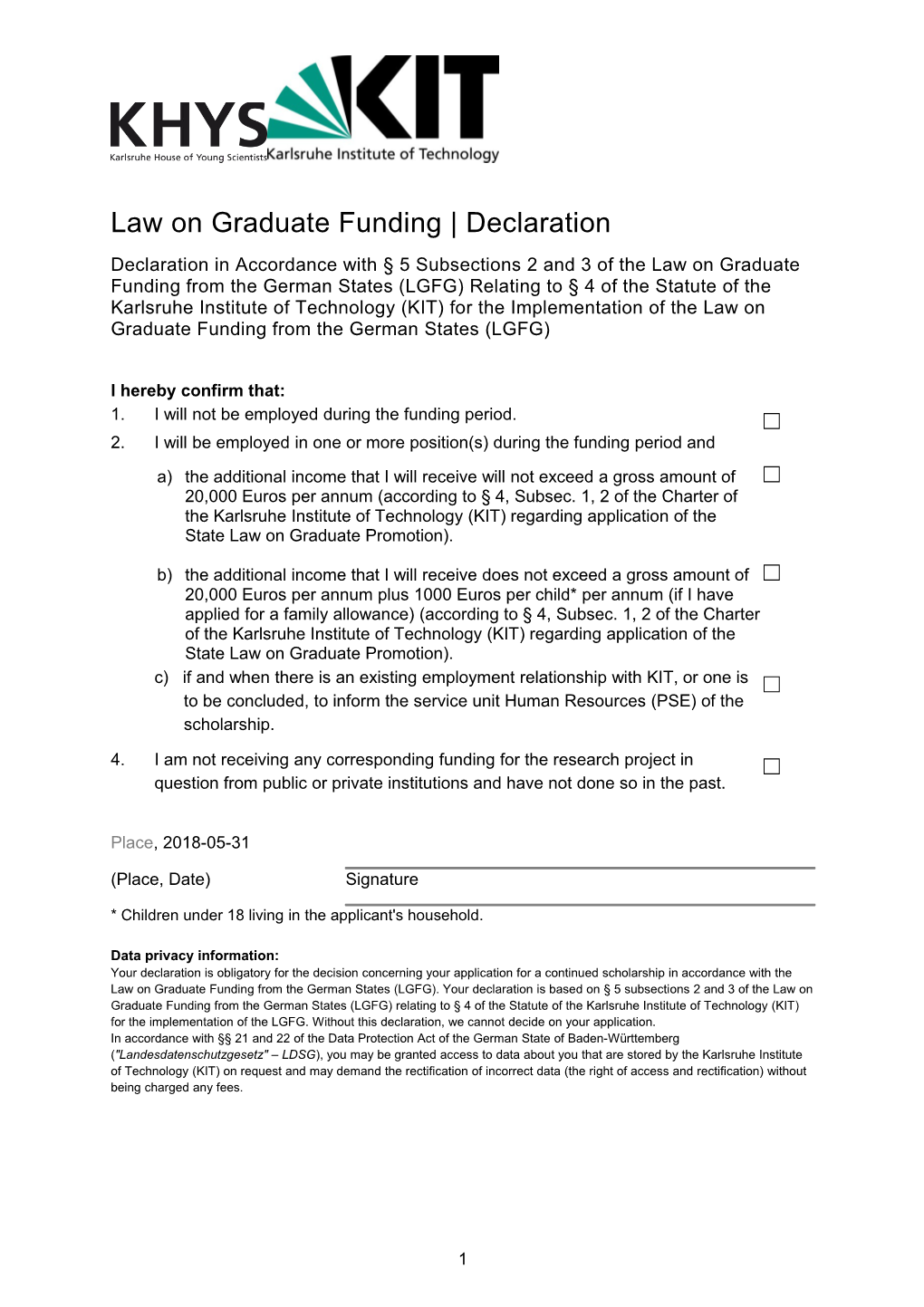 Law on Graduate Funding Declaration