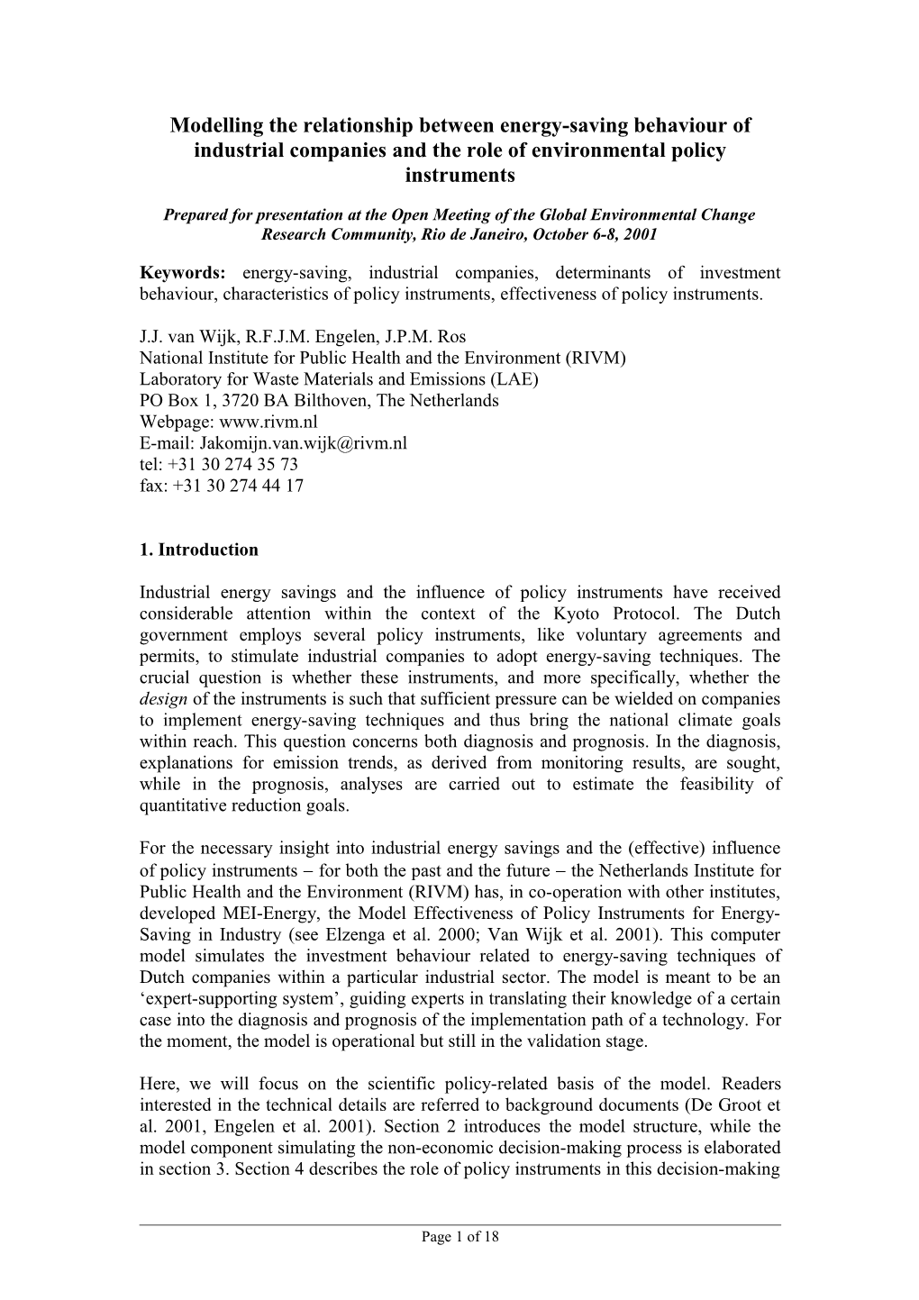 Modelling the Relationship Between Energy-Saving Behaviour of Industrial Companies And